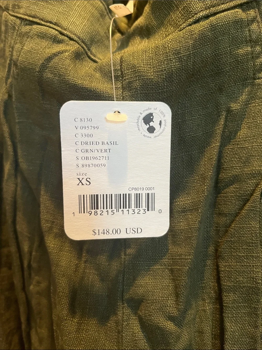 NWT Free People Olive Halter Button-Front Linen Jumpsuit XS - Picture 3 of 6